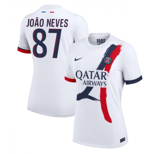 Fotballdrakt Dame Paris Saint-Germain Joao Neves #87 Bortedrakt 2024-25 Kortermet